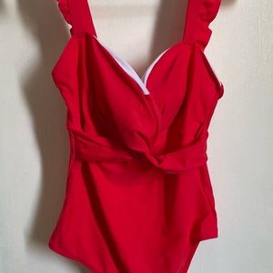 Trim from ruffle one piece bathing suit